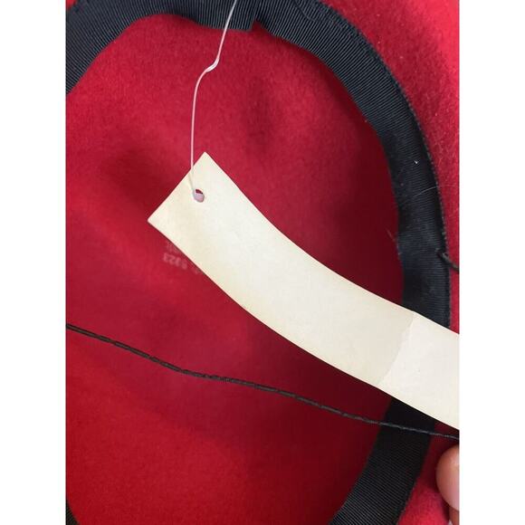 Vintage - Importina 100 % Wool Hat Feather Red Black Nos‎ New Tags Rare Gypsy main image 6